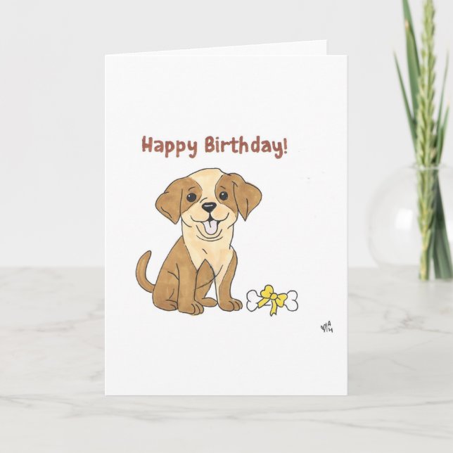 Happy Birthday Dog and Bone Card (Front)