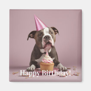 Happy Birthday! Dog eating cake  Magnet