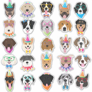 Happy Birthday Dog Faces Pawty Animals