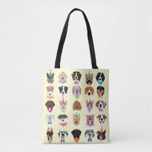 Happy Birthday Dog Faces Pawty Animals Tote Bag
