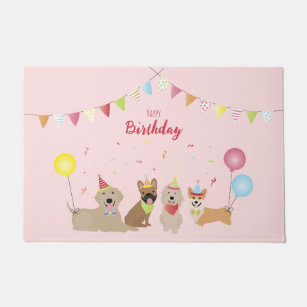 Happy Birthday Dog Party Doormat