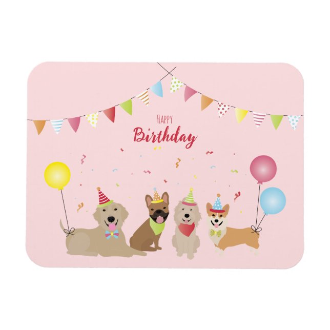 Happy Birthday Dog Party Magnet (Horizontal)