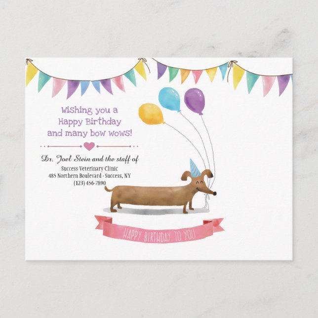 Happy Birthday Dog Postcard (Front)