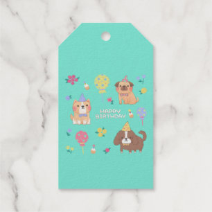 Happy Birthday: Dogs, Balloons & Flowers Gift Tags