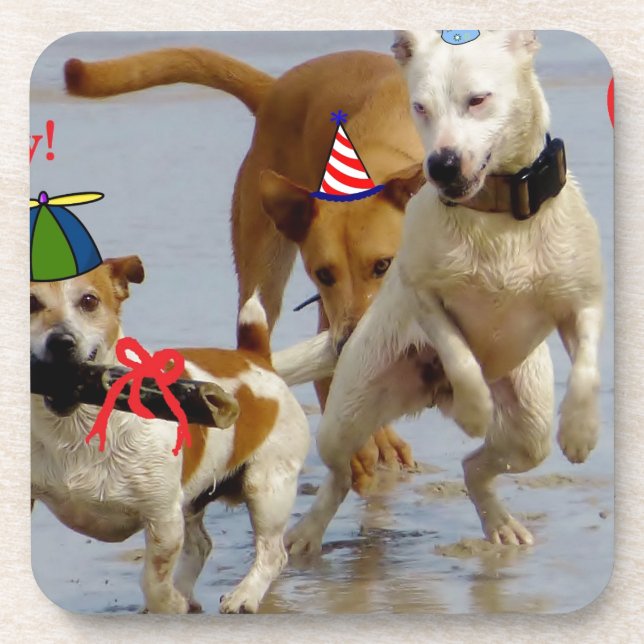 happy birthday dogs coaster (Front)
