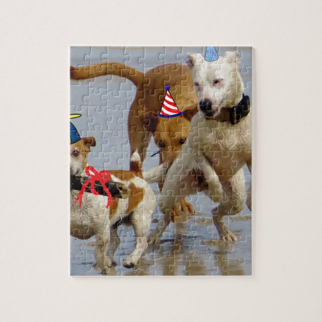 happy birthday dogs jigsaw puzzle (Vertical)
