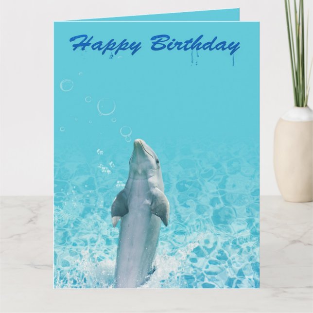 Happy Birthday Dolphin In Water Card (Front)