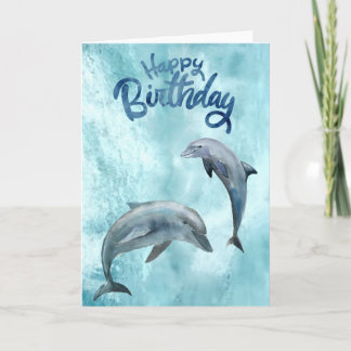 Happy Birthday Dolphin Watercolor Card