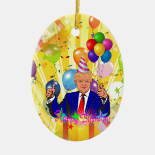 happy birthday donald trump ceramic tree decoration