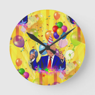 happy birthday donald trump round clock