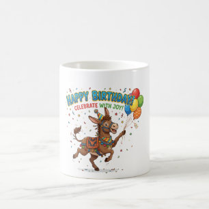 Happy Birthday Donkey Celebration Coffee Mug