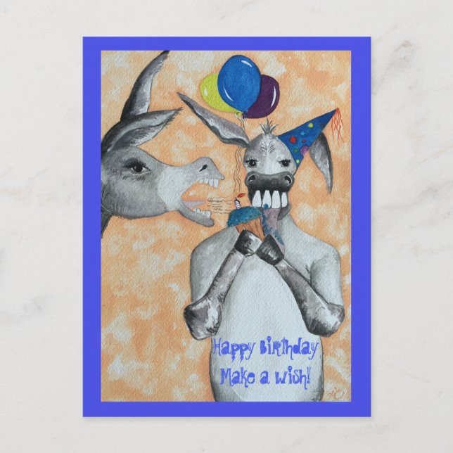 Happy Birthday Donkey Postcard (Front)