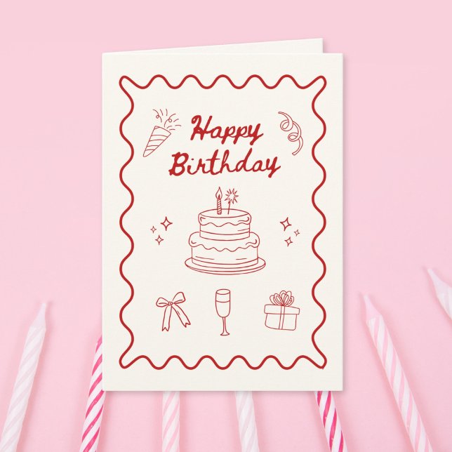 Happy Birthday Doodle Folded Greeting Card (Creator Uploaded)