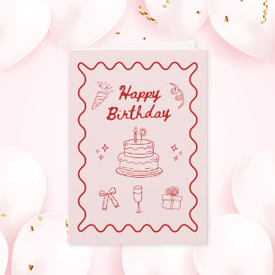 Happy Birthday Doodle Folded Greeting Card