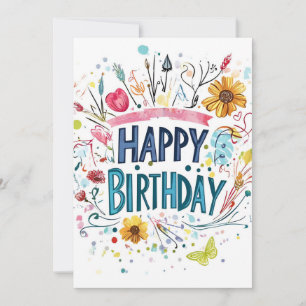 Happy Birthday & Doodles Birthday Invitation