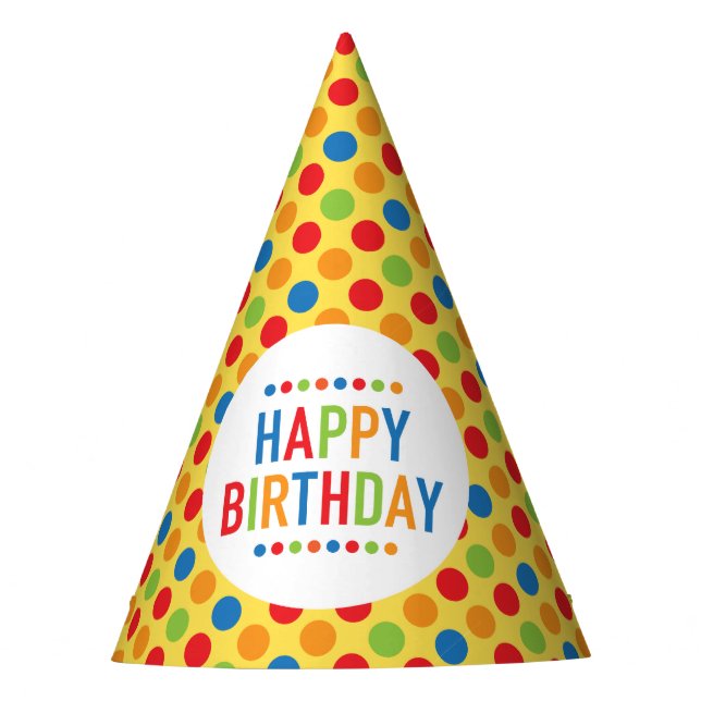 Happy Birthday Dots Party Hat (Front)