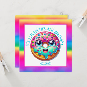 Happy Birthday doughnut add date girls  Invitation