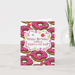 Happy Birthday Doughnuts Sprinkles Cherry on Top Card
