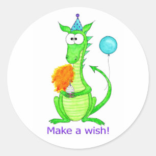 Happy Birthday Dragon  Classic Round Sticker