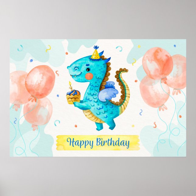 Happy Birthday Dragon Poster (Front)