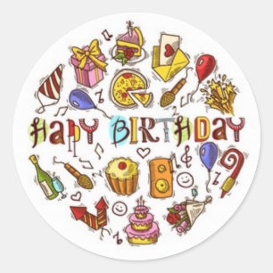 Happy Birthday drawing round Sticker