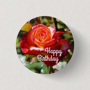 Happy Birthday Dream Come True Rose #2-2 Button