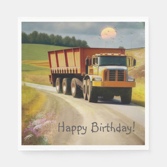 Happy Birthday Dump Truck Napkin (Front)