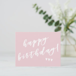 Happy Birthday! Dusty Pink Brush Script Postcard