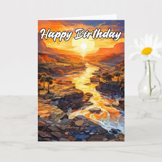 Happy Birthday Early Autumn Outdoors Card (Small Plant)