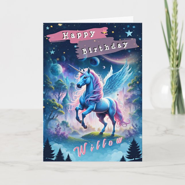 Happy Birthday (Editable) Folded Greeting Card  (Front)