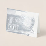 Happy Birthday | Editable Text | Classic Car Foil Card<br><div class="desc">Send the happiest birthday greeting to him with a foil greeting card with a classic car,  or change the occasion to Father's Day or his anniversary. You can also change the inside message as well if you wish.</div>