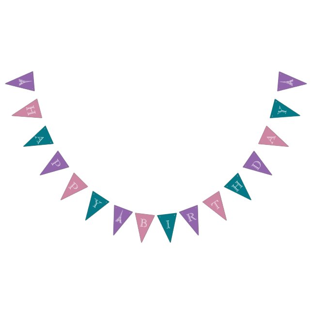 Happy Birthday Eiffel Purple Pink Teal Bunting (All)