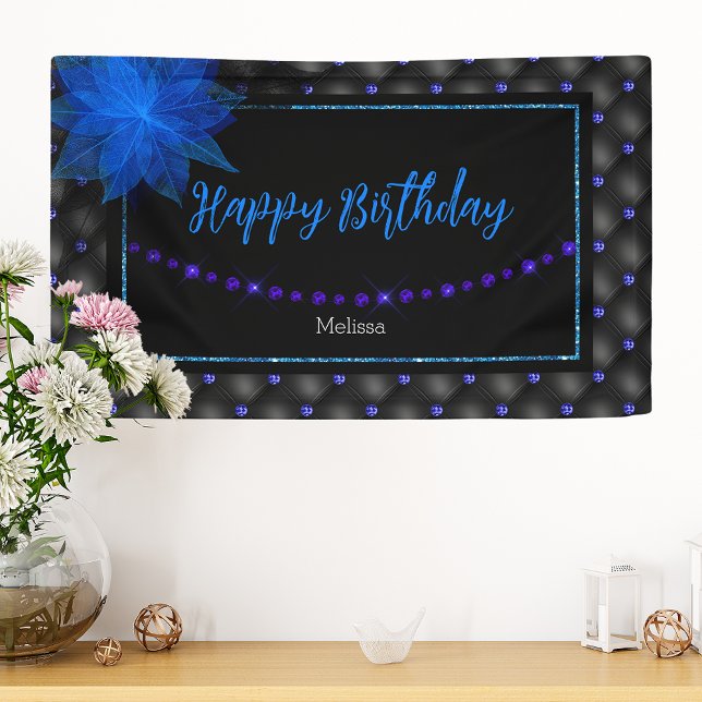 Happy Birthday Elegant Blue and Black Banner (Creator Uploaded)