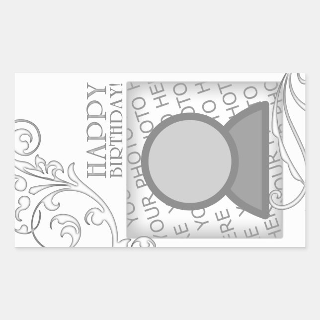 happy birthday (elegant flourish) rectangular sticker (Front)
