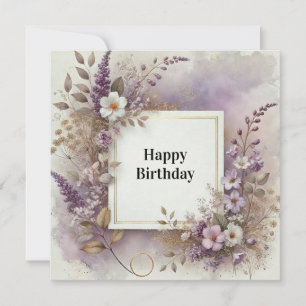 happy birthday elegant flowers card
