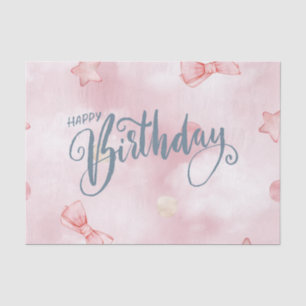 Happy Birthday Elegant Pink Pastel Cute Tissue Paper