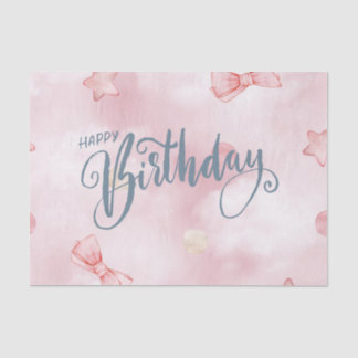 Happy Birthday Elegant Pink Pastel Cute Tissue Paper