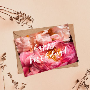 Happy Birthday! Elegant Pink Peonies Postcard