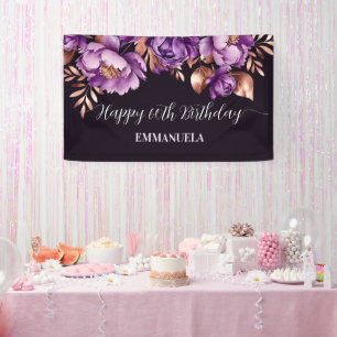 Happy birthday elegant purple rose gold banner