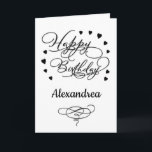 Happy Birthday Elegant Stylish Script Personalise Card<br><div class="desc">Happy Birthday Elegant Stylish Script Personalise Card is great to personalise and send to that special person in your life for their birthday. It is designed with elegant and modern swirls. Personalise it with the name of the person and your special message.</div>