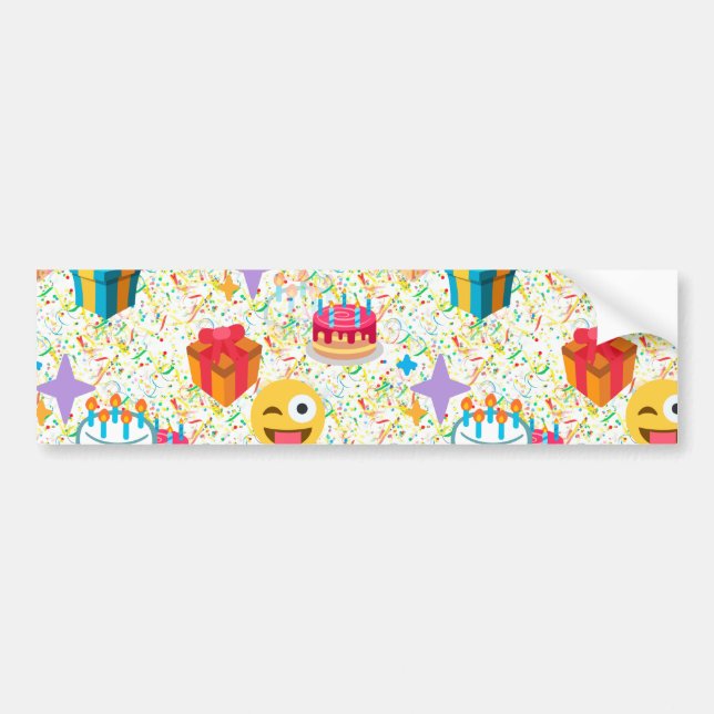 happy birthday emoji bumper sticker (Front)