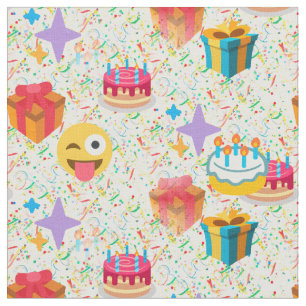 happy birthday emoji fabric