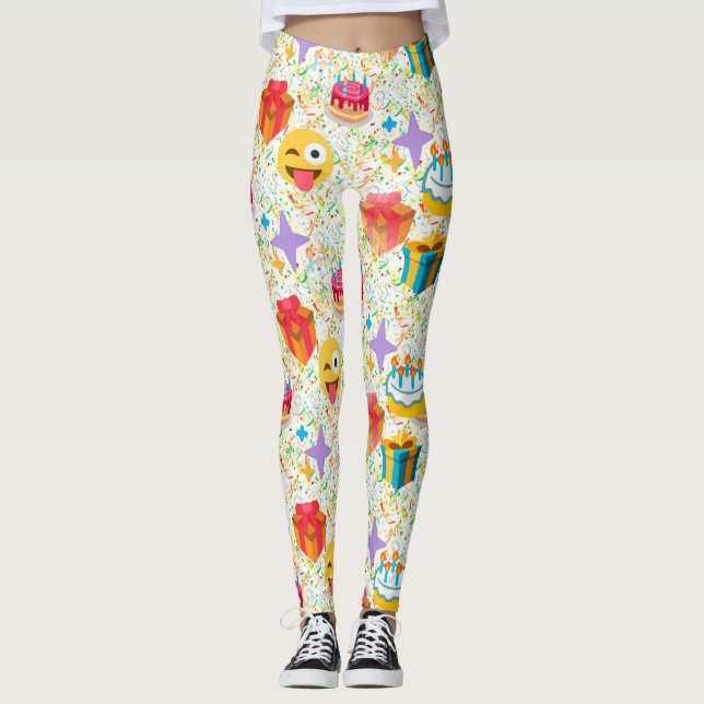 happy birthday emoji leggings (Front)