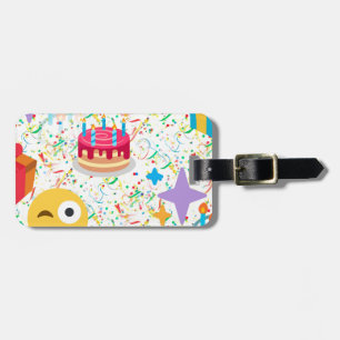 happy birthday emoji luggage tag