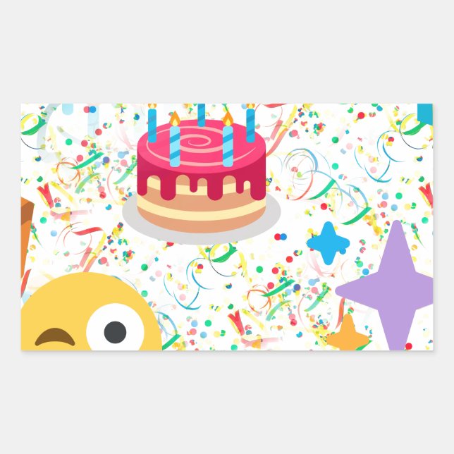 happy birthday emoji rectangular sticker (Front)