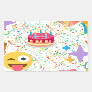 happy birthday emoji rectangular sticker