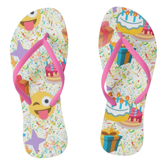 happy birthday emoji sandals flip flops shoes (Footbed)