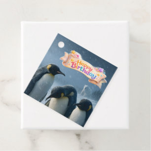 Happy birthday, emperor penguin square favour tags