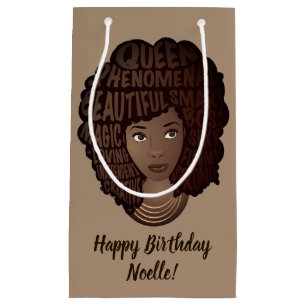 Happy Birthday Encouraging Black Women Light Brown Small Gift Bag