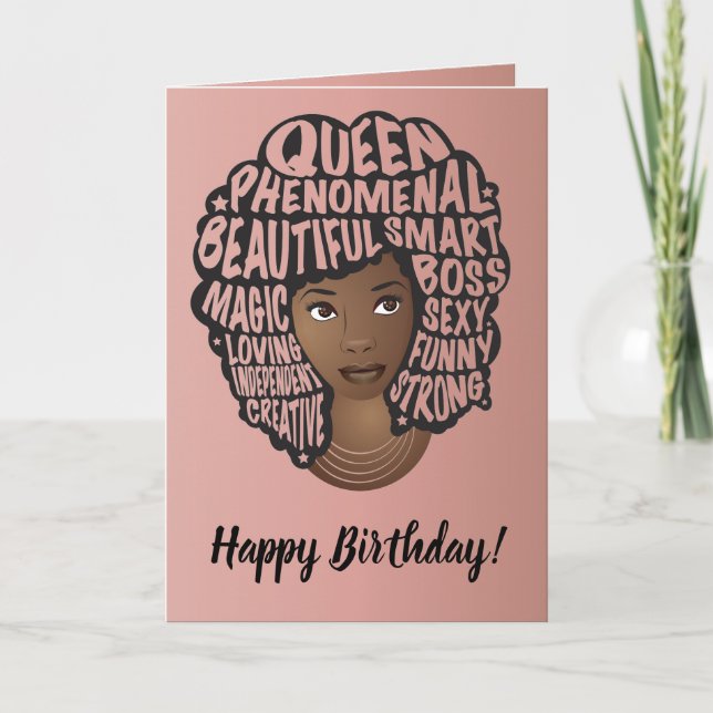 Happy Birthday, Encouraging Black Women, Pink Card (Front)